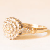 Anello a fiore vintage in oro giallo e bianco 9K con diamanti (0.25ctw ca.), anni ‘60/‘70