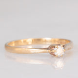 Solitario vintage in oro giallo 9K con diamante di taglio brillante (0.10ct ca.), anno 1982
