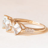 Anello vintage in oro giallo e bianco 9K con acquamarine (1.50ctw ca.) e diamanti (0.10ct ca.), anno 2012