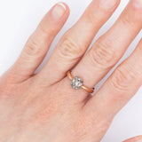Anello a margherita antico in oro giallo 14K e argento con diamanti di taglio rosetta, primi del ‘900
