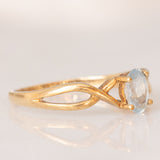 Anello vintage in oro giallo 9K con topazio azzurro (0.40ct ca.), anni ‘70/‘80