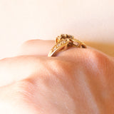 Anello vintage in oro giallo 14K con diamanti di taglio brillante (0.30ctw ca.), anni ‘70