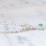 Collier vintage in oro bianco 18K con smeraldo (0.40ct ca.) e diamanti di taglio brillante (2.10ctw ca.), anni ‘80