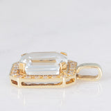 Ciondolo a margherita in oro giallo 14K con acquamarina (3.30ct ca.) e diamanti (0.22ctw ca.), anni ‘70