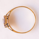 Anello contrarier vintage in oro giallo 9K con granati di taglio rettangolare (0.30ctw ca.), anno 1981