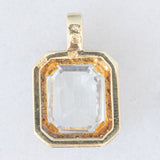 Ciondolo a margherita in oro giallo 14K con acquamarina (3.30ct ca.) e diamanti (0.22ctw ca.), anni ‘70
