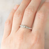 Anello vintage in oro bianco 9K con diamanti di taglio brillante (0.17ctw ca.), anni ‘90