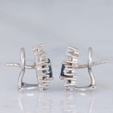 Orecchini vintage in oro bianco 14K con zaffiri di taglio a goccia (1.50ctw ca.) e diamanti di taglio brillante (0.74ctw ca.), anni ‘80