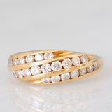 Anello a fascia vintage in oro giallo 18K con diamanti di taglio brillante (1ctw ca), anni ‘70