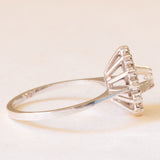 Anello a margherita vintage in oro bianco 18K con diamanti (0.27ctw ca.), anni ‘70/‘80