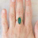 Anello vintage in oro giallo 8K con agata verde, anni ‘60/‘70