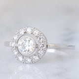 Anello “target” Art Déco in platino con diamanti (0.74ctw ca.), anni ‘20/‘30