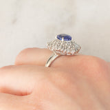 Anello ballerina vintage in platino con tanzanite (1.63ct) e diamanti (1.13ctw), anni ‘80/‘90