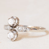 🤍 Toi et Moi in oro bianco 18K con diamanti di taglio vecchia miniera (0.24ctw ca.) e di taglio rosetta, anni ‘20