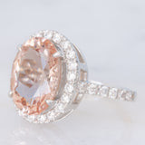 Anello a margherita vintage in platino con morganite (5.20ct) e diamanti (0.85ctw), anni ‘2000