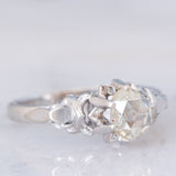 Solitario antico in oro bianco 18K con diamante di taglio rosa coroné (0.60ct ca.), anni ‘20/‘30