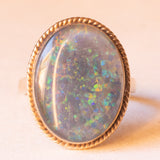 Anello vintage in oro giallo 14K con opale triplet, anni ‘60