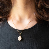 Ciondolo portafoto ovale vintage con lamina in oro giallo 9K su metallo, anni ‘70