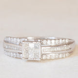 Anello vintage a fascia in oro bianco 9K con diamanti (0.40ctw ca.)