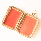 Ciondolo portafoto antico con lamina in oro giallo 9K su metallo, primi del ‘900