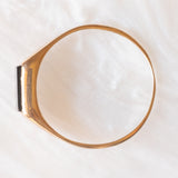 Anello chevalier vintage in oro giallo 9K con onice, anno 1984