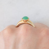 Anello a fascia vintage in oro giallo 9K con crisoprasio, anni ‘80