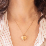 Ciondolo portafoto a forma di cuore in oro giallo 9K con diamante, anni ‘50