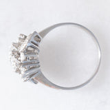Anello vintage in oro bianco 14K con diamanti di taglio brillante (1ctw ca.), anni ‘70/‘80