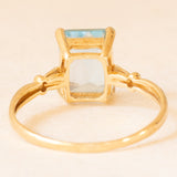 Anello vintage francese in oro giallo 18K con topazio azzurro trattato (2.70ct ca.), anni ‘50/‘60