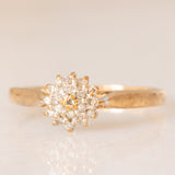 Anello a fiore vintage in oro giallo 9K con diamanti (0.10ctw ca.), anni ‘70/‘80