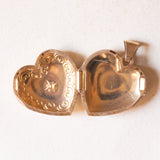 Ciondolo portafoto a forma di cuore in oro giallo 9K con diamante, anni ‘50
