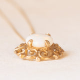 Collana vintage con catenina in oro giallo 9K e con pendente in oro giallo 9K con opale (1ct ca.), anno 1981