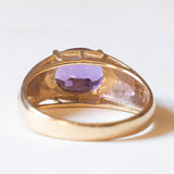 Anello a fascia vintage in oro giallo 9K con ametista (2.20ct ca.), anni ‘60/‘70