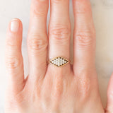 Anello vintage in oro giallo 9K con diamanti (0.19ctw ca.), anni ‘70/‘80