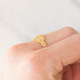 Anello antico in oro giallo 14K con diamanti di taglio rosetta (0.08ctw ca.), anni ‘10