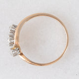 Trilogy antico in oro giallo 14K e argento con diamanti di taglio vecchia miniera (0.55ctw ca.), anni ‘10/‘20