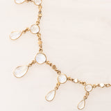 Collana vintage in oro giallo 14K con pietre di luna (3.40ctw ca.), anni ‘60/‘70