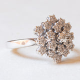 Anello vintage a forma di fiocco di neve in oro bianco 18K con diamanti (0.10ctw ca.), anni ‘70