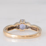Trilogy vintage in oro giallo 9K con tanzanite (0.35ct ca.) e diamanti di taglio brillante (0.05ctw ca.), anni ‘90