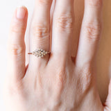 Anello vintage in oro giallo e bianco 9K con diamanti di taglio brillante (0.16ctw ca.), anni ‘70