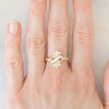 Anello vintage in oro giallo 14K con diamanti di taglio brillante e di taglio baguette (0.75ctw ca.), anni ‘70/‘80