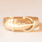 Anello antico vittoriano a forma di cintura con fibbia in oro giallo 9K, anno 1864