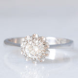 Solitario vintage in oro bianco 18K con diamante di taglio brillante (0.42ct ca.), anni ‘60