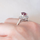 Anello ballerina vintage in platino con rubino (1.05ct) e diamanti (0.43ctw), anni ‘80/‘90