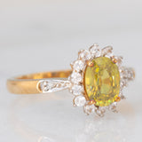Anello a margherita in oro giallo 9K con sfene (0.98ct) e zirconi