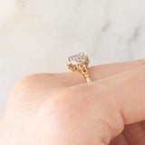 Anello vintage in stile vittoriano in oro giallo 9K con ametiste (0.50ctw ca.) e diamanti