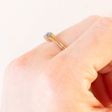 Anello solitario vintage in oro giallo 9K con topazio azzurro (0.35ct ca.), anno 1989
