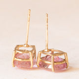 Orecchini punto luce vintage in oro giallo 9K con topazi rosa trattati (4ctw ca.)