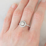 Anello “target” Art Déco in platino con diamanti (0.74ctw ca.), anni ‘20/‘30