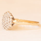 Anello a fiore vintage in oro giallo e bianco 9K con diamanti (0.18ctw ca.), anno 1994